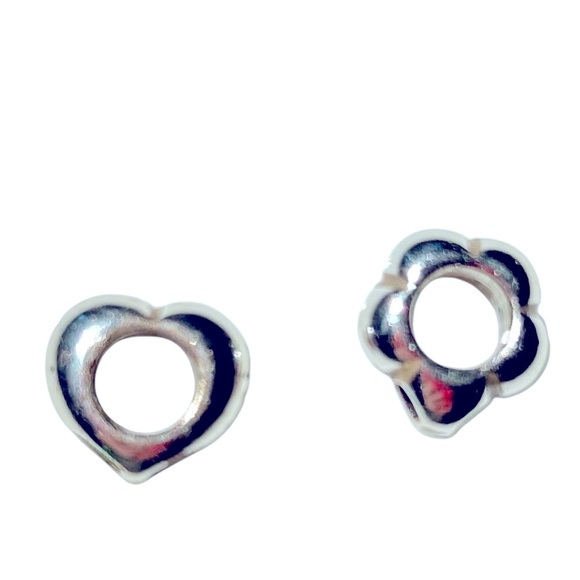 Brighton Silver tone big bubble pair  Heart & Flower Bracelet Charms or pendants - Picture 1 of 2